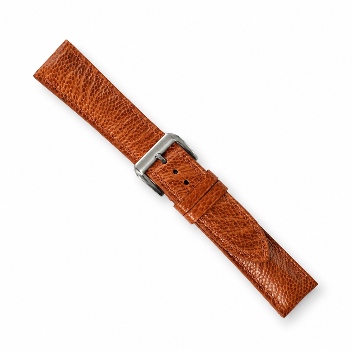 Padded Golden Cognac Small Scale Ostrich Leg Leather Watch Strap