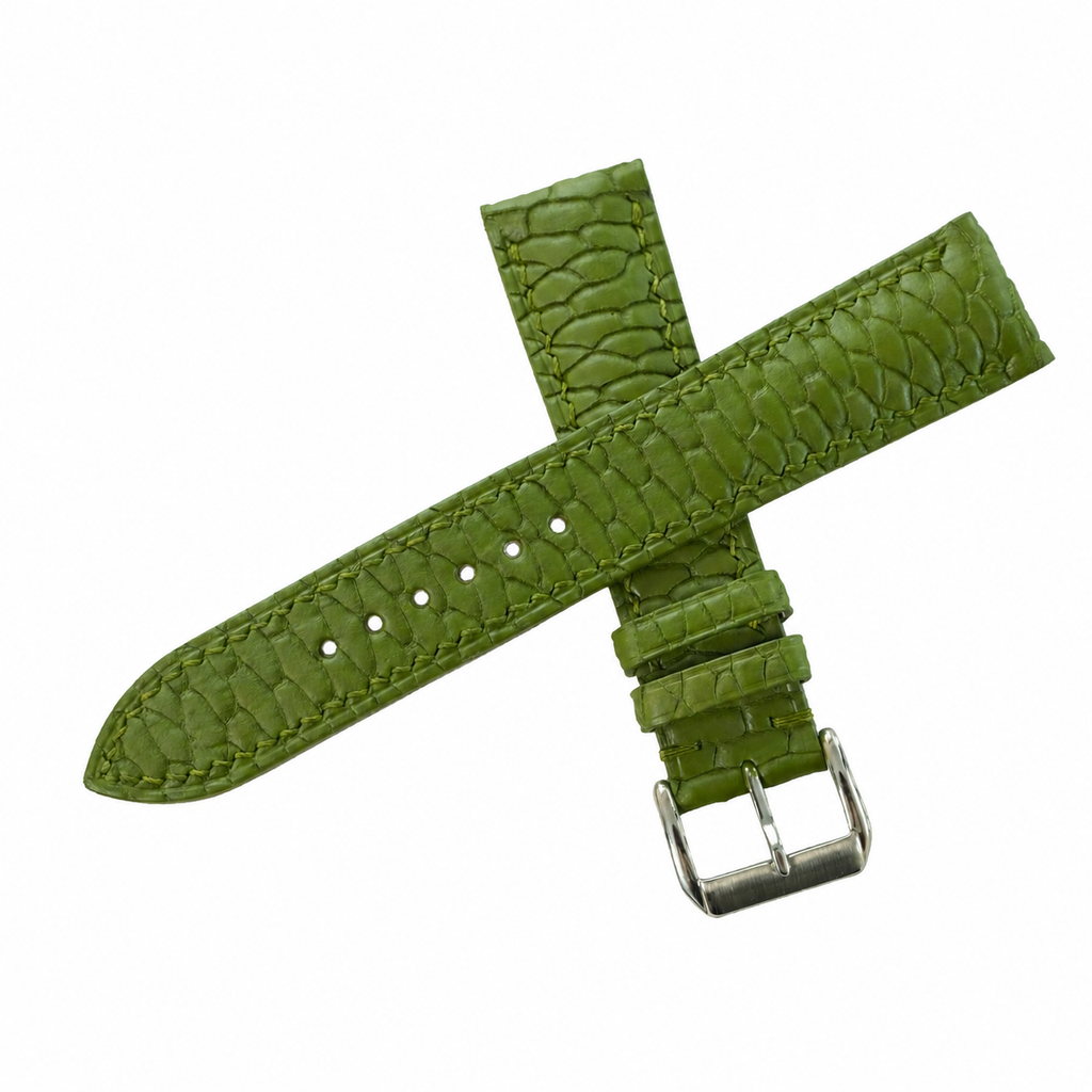 Olive Green Beaver Tail Leather Watch Strap