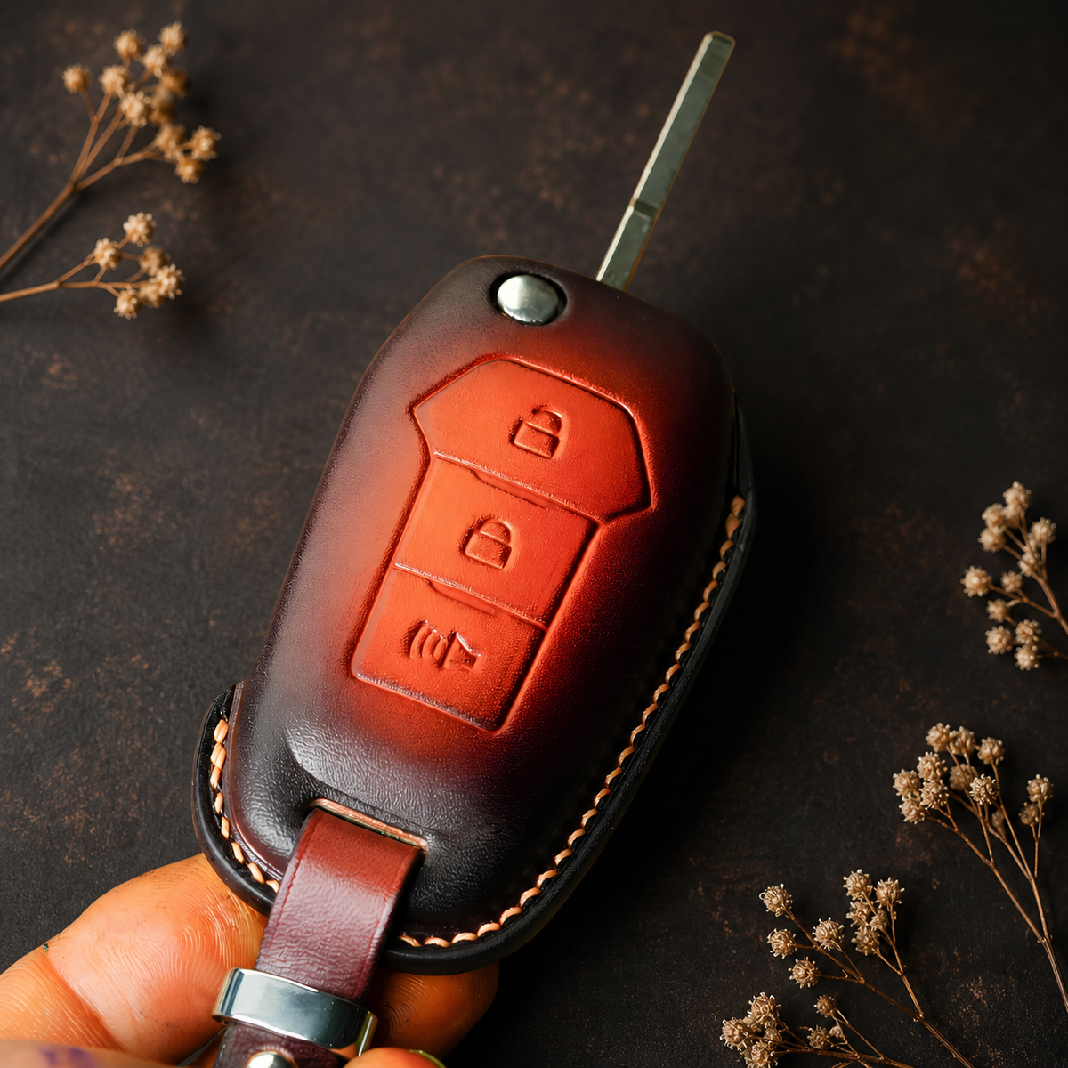 Custom Leather Key Fob Cover Compatible with Ford F-150, Raptor, Tremor and Explorer