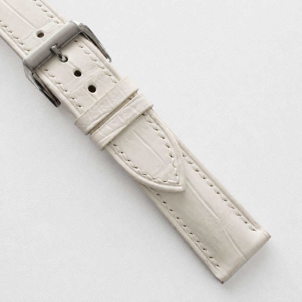 Ivory White Alligator Leather Watch Strap