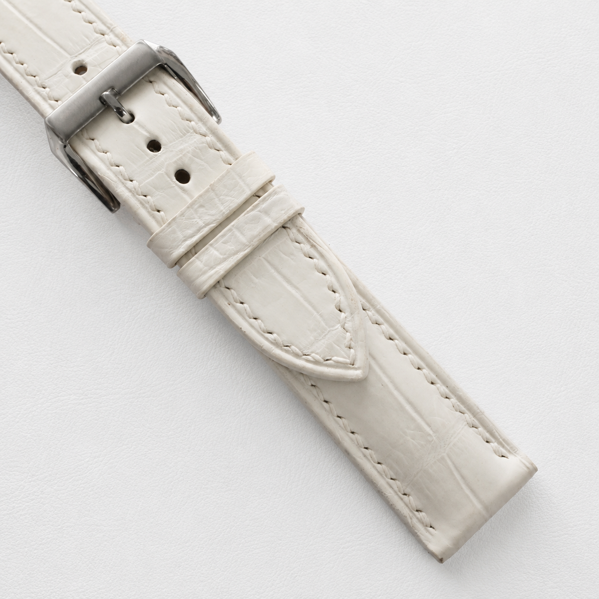 Ivory White Alligator Leather Watch Strap