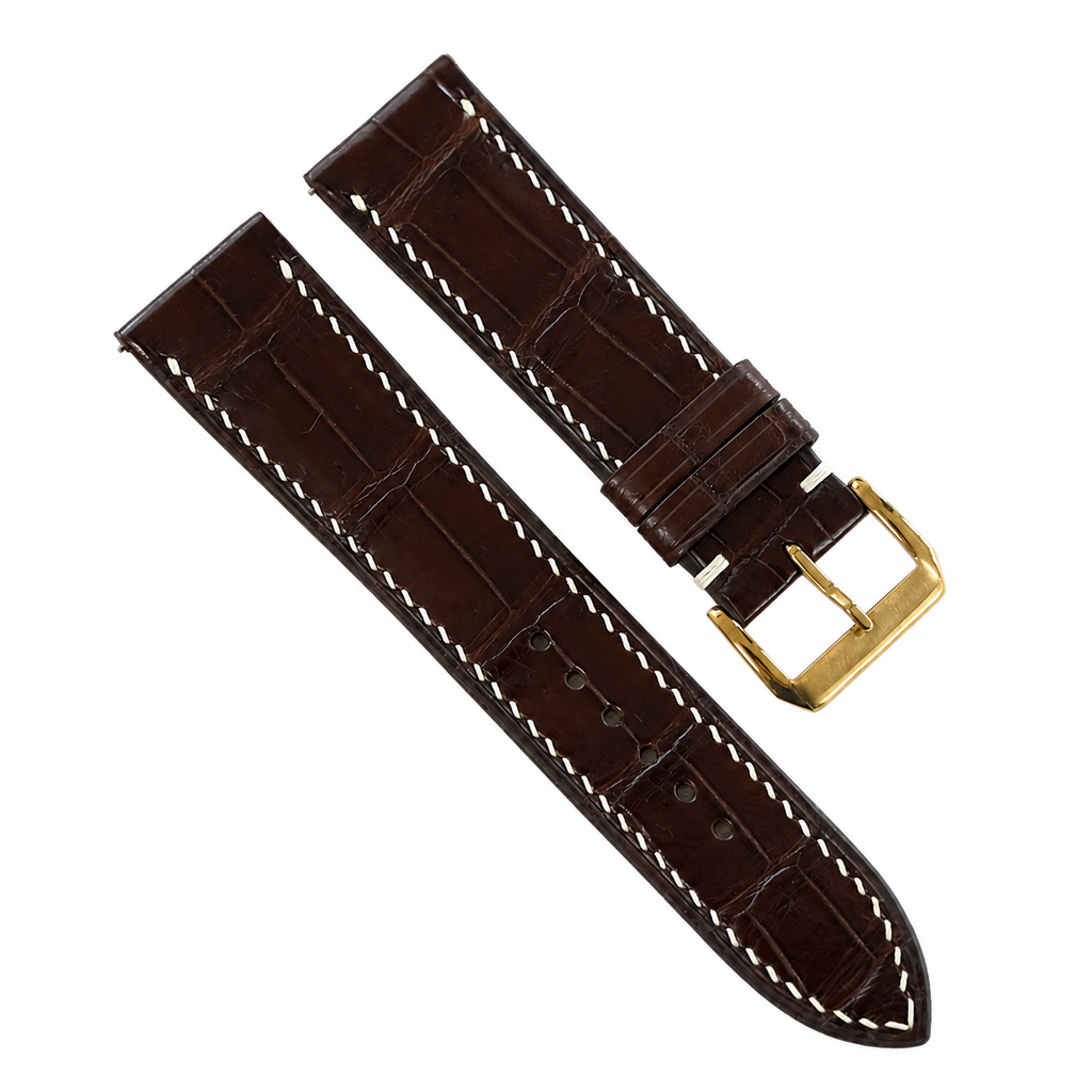 Flat Mahogany Brown Alligator Leather Watch Strap