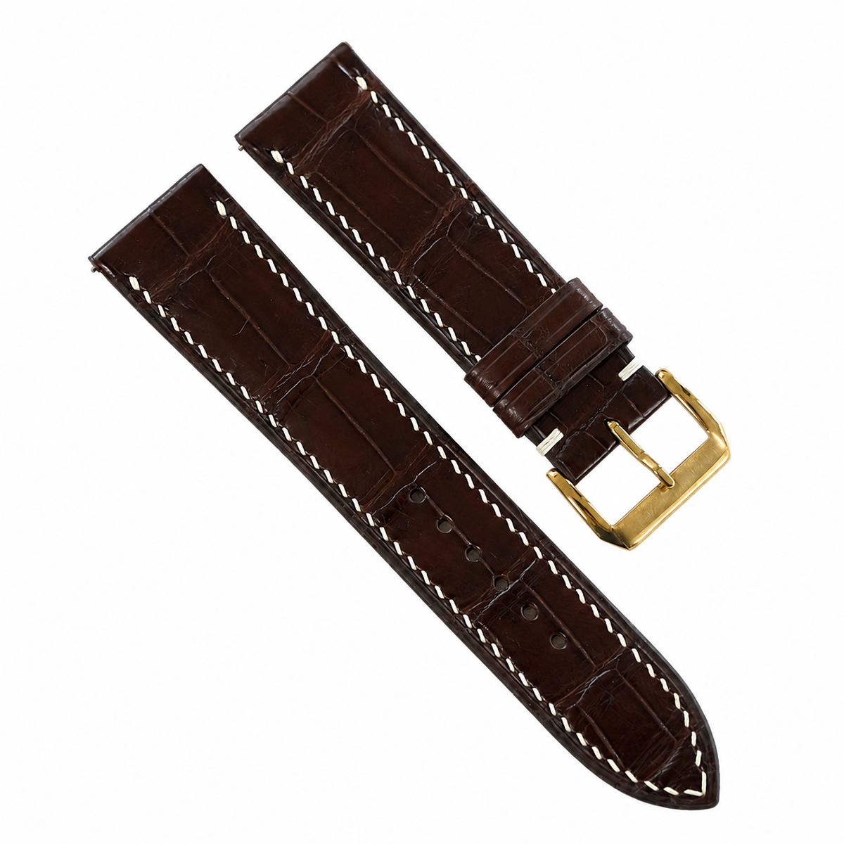 Flat Mahogany Brown Alligator Leather Watch Strap