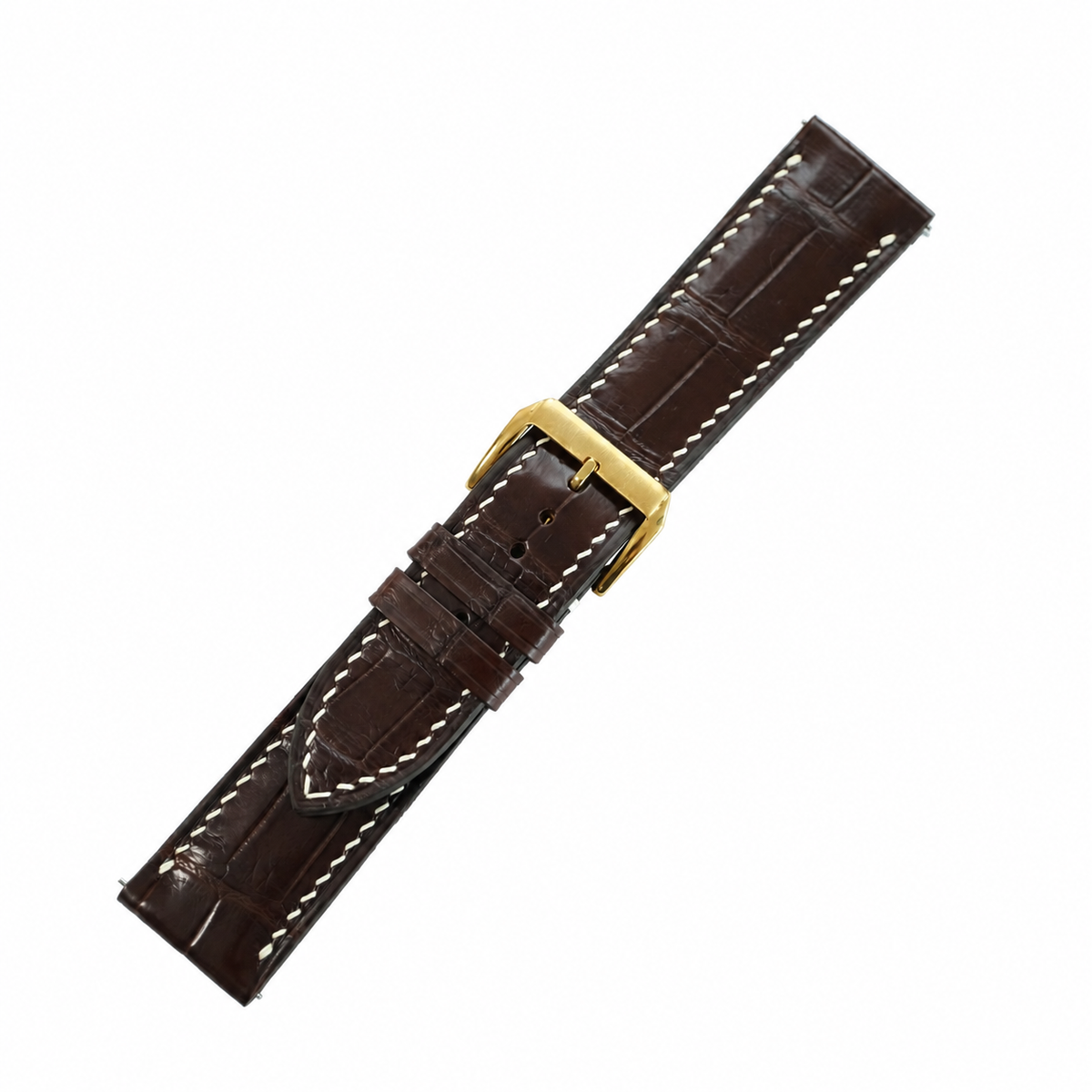 Flat Mahogany Brown Alligator Leather Watch Strap