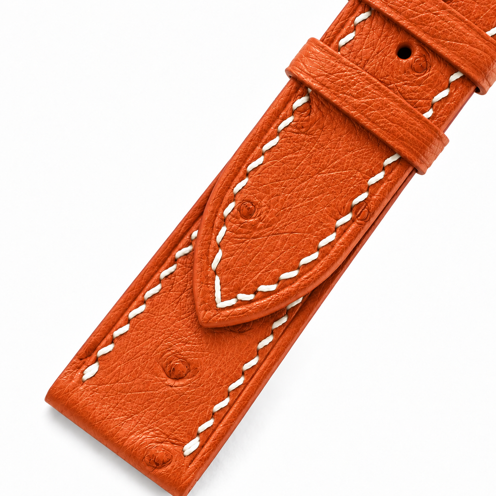 Orange Ostrich Leather Watch Strap