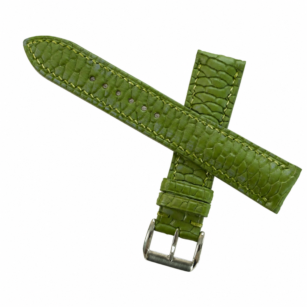 Olive Green Beaver Tail Leather Watch Strap