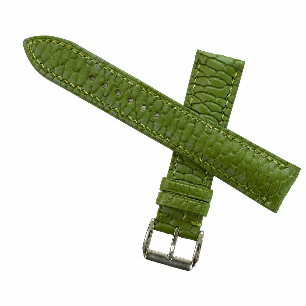 Olive Green Beaver Tail Leather Watch Strap