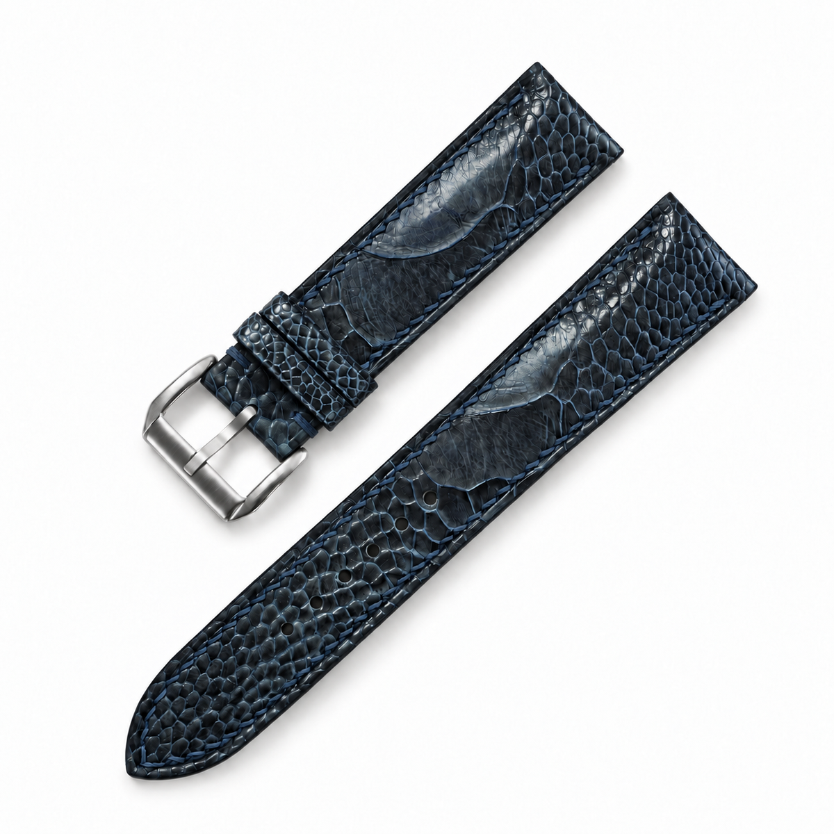 Dark Navy Ostrich Leg Leather Watch Strap
