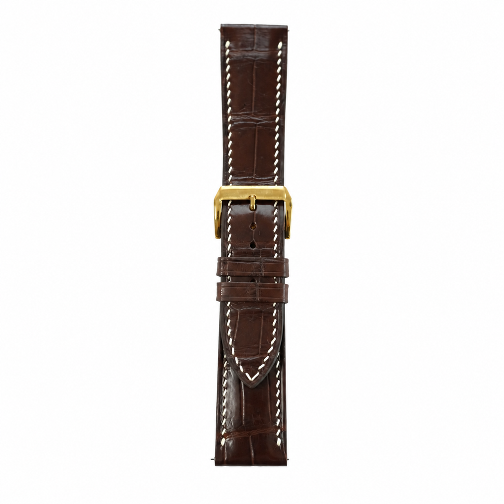 Flat Mahogany Brown Alligator Leather Watch Strap