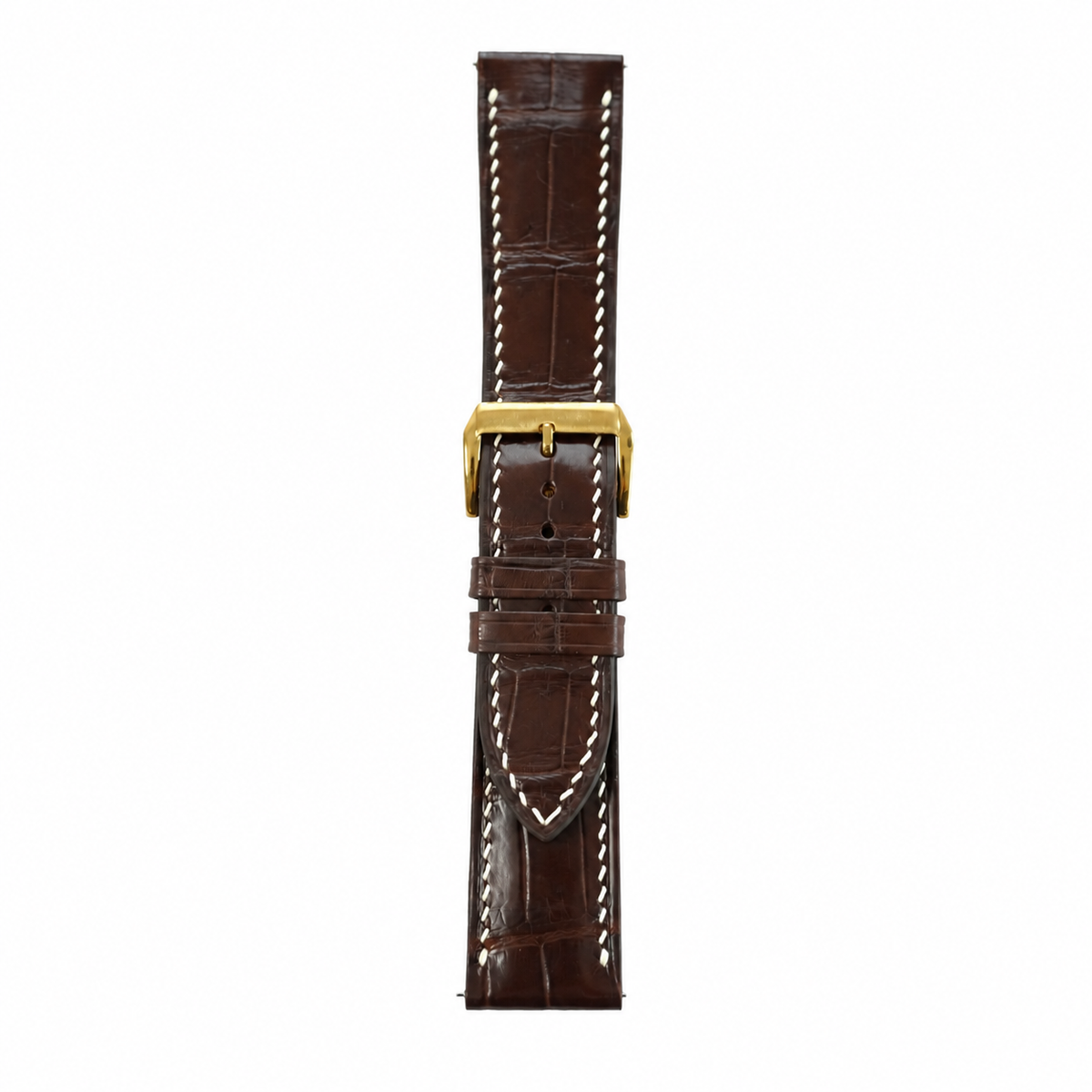 Flat Mahogany Brown Alligator Leather Watch Strap