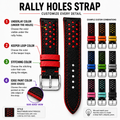 Custom Racing Holes Rally Leather Watch Strap - Contrast Color Underlay