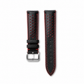 Flat Black Red Racing Holes Rally Epsom Leather Watch Strap