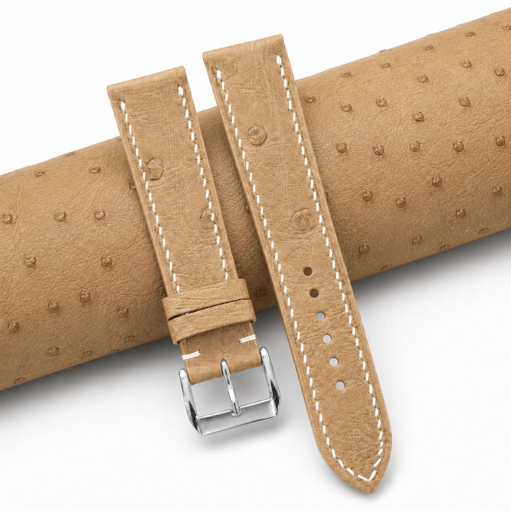 Camel Tan Ostrich Leather Watch Strap