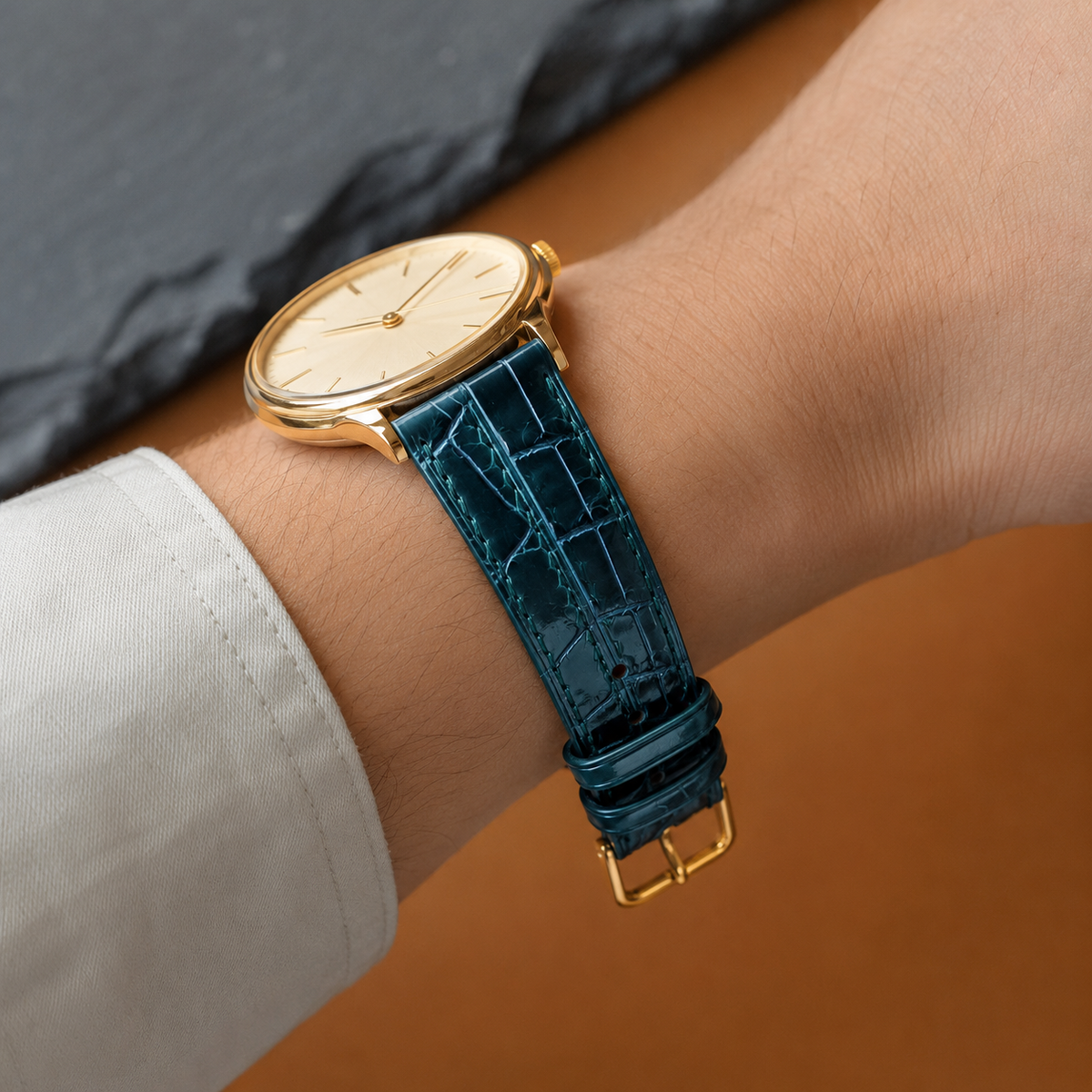 Dark Green Alligator Leather Watch Strap