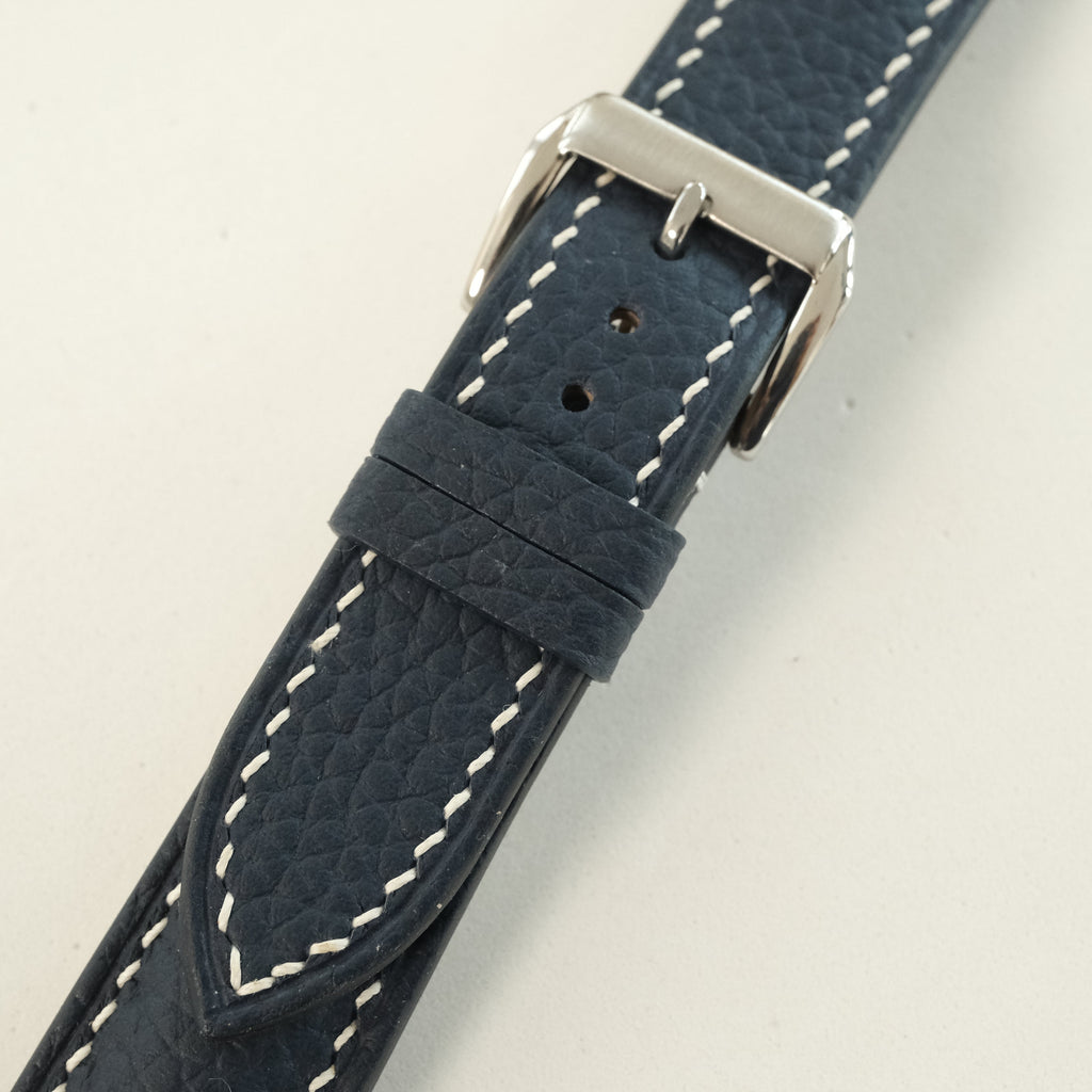 Padded Black Togo Leather Watch Strap