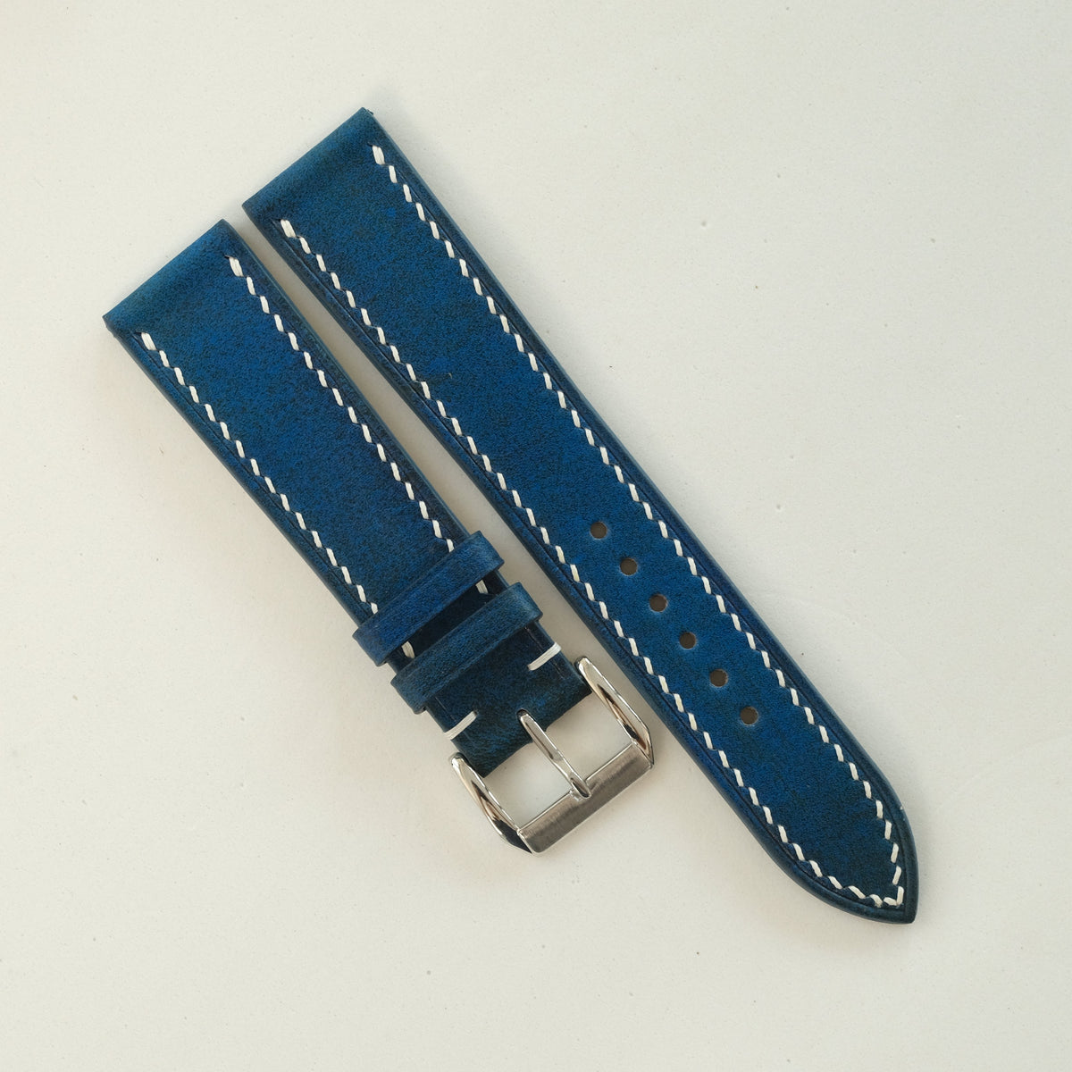 Patina Blue Vegetable Tanned Leather Watch Strap