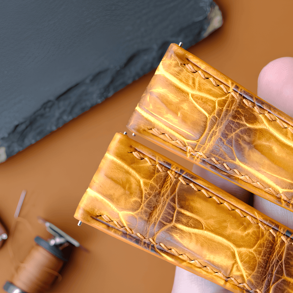 Yellow Patina Alligator Leather Watch Strap