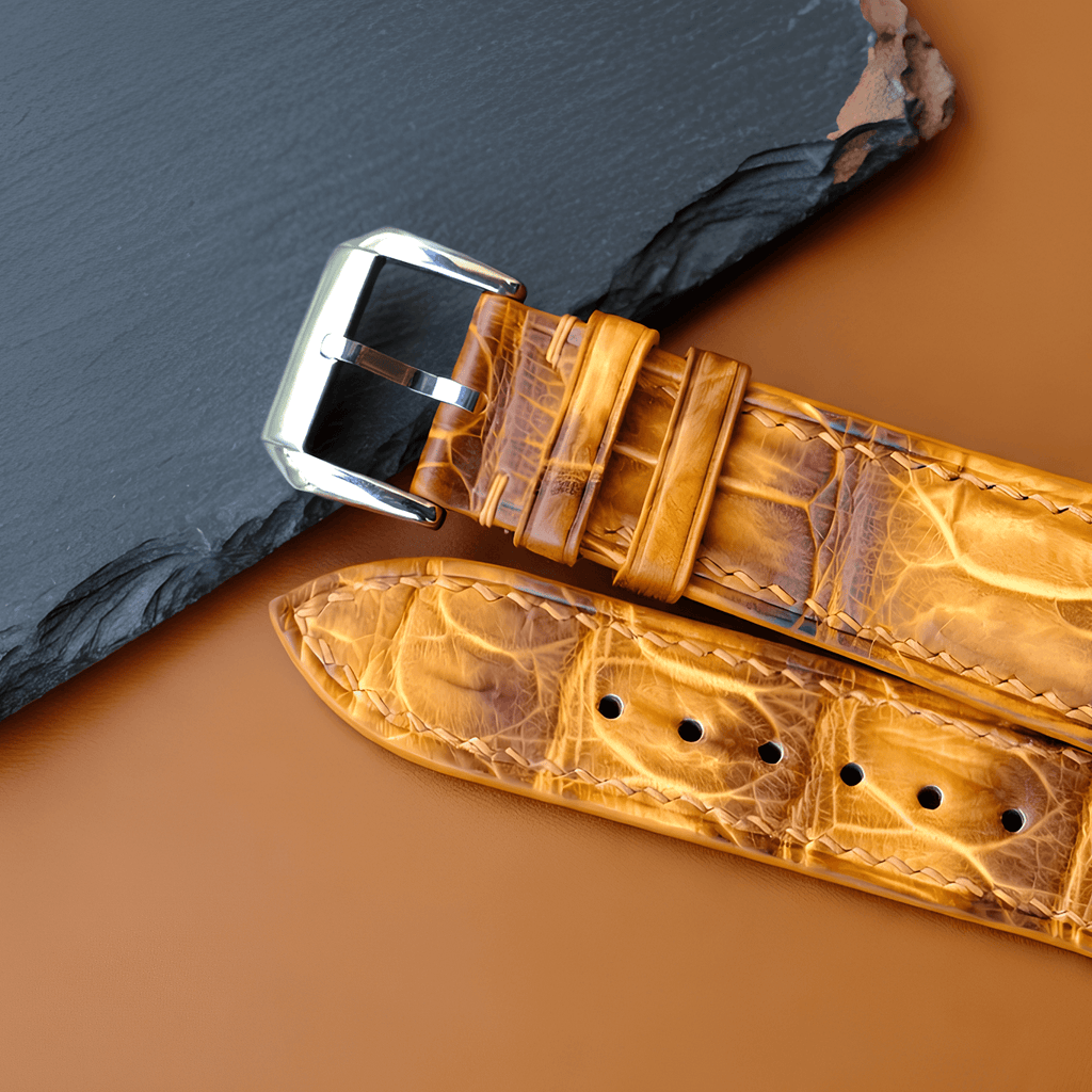 Yellow Patina Alligator Leather Watch Strap