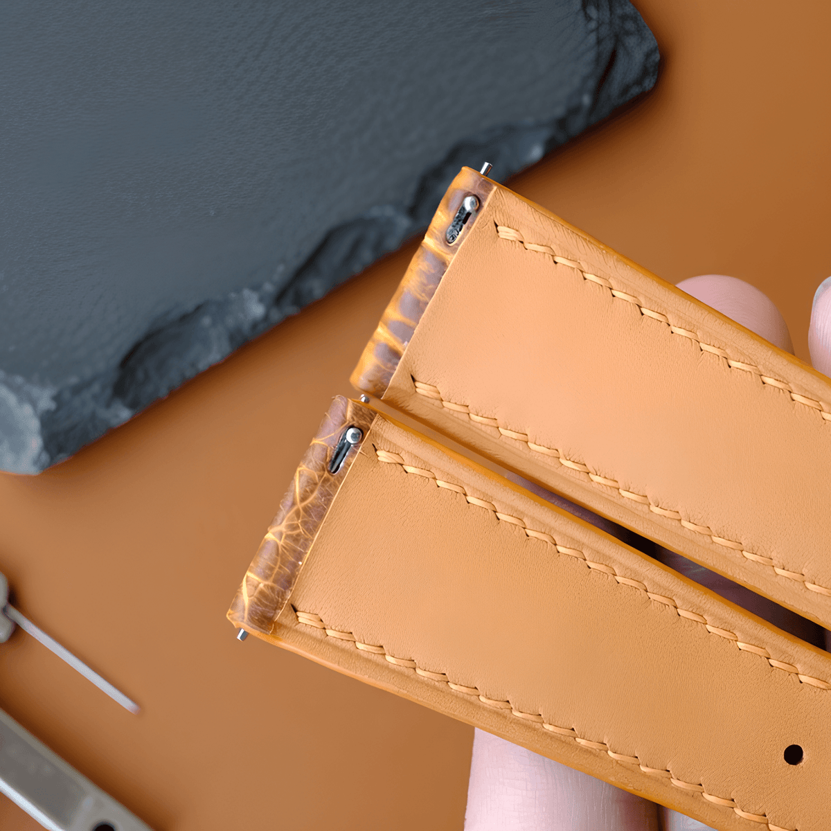 Yellow Patina Alligator Leather Watch Strap