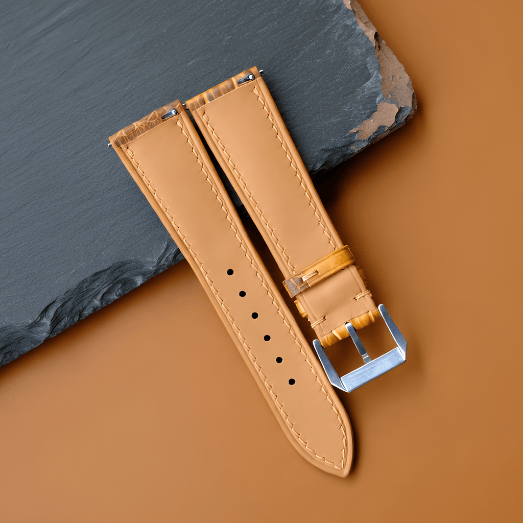 Yellow Patina Alligator Leather Watch Strap