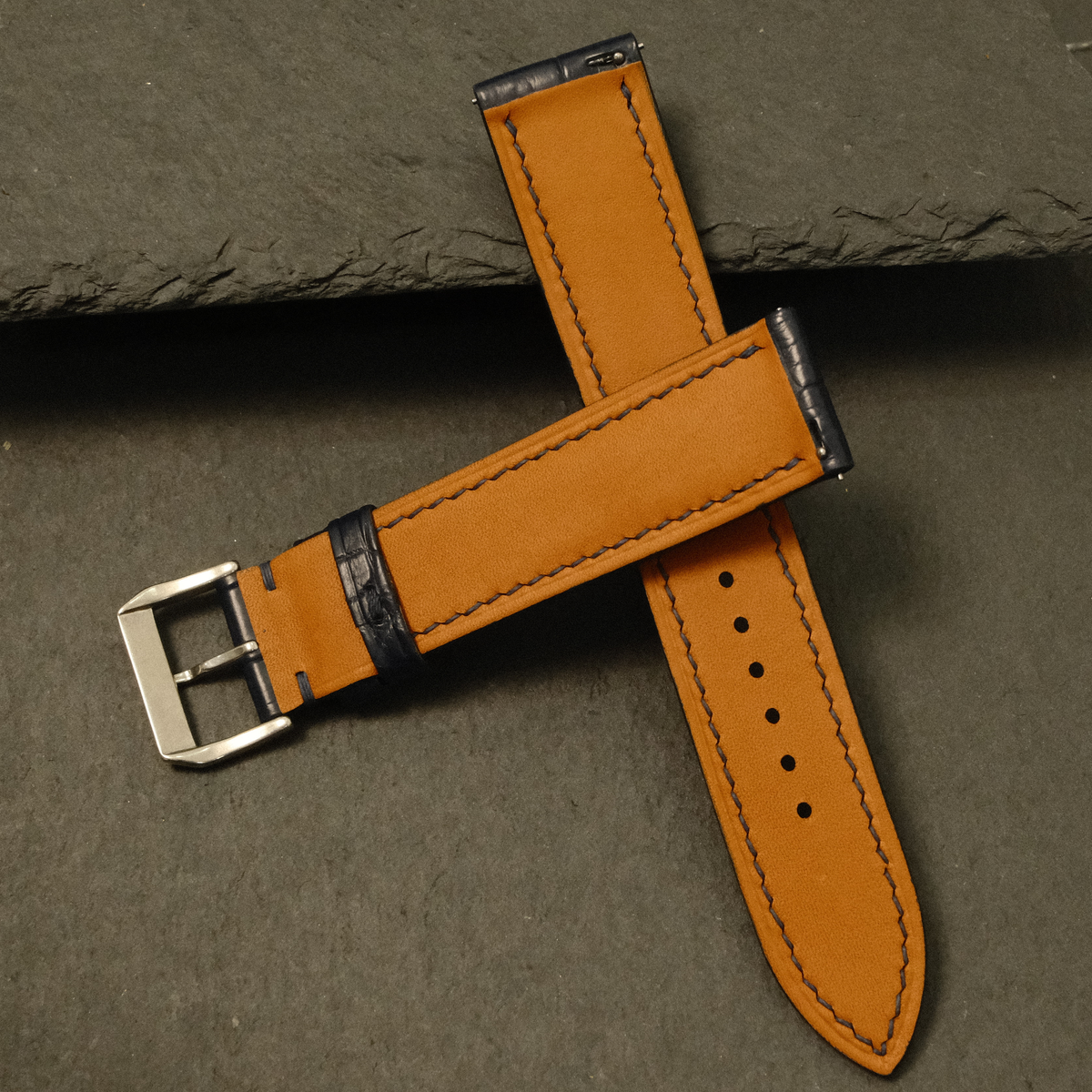 Black Alligator Leather Watch Strap