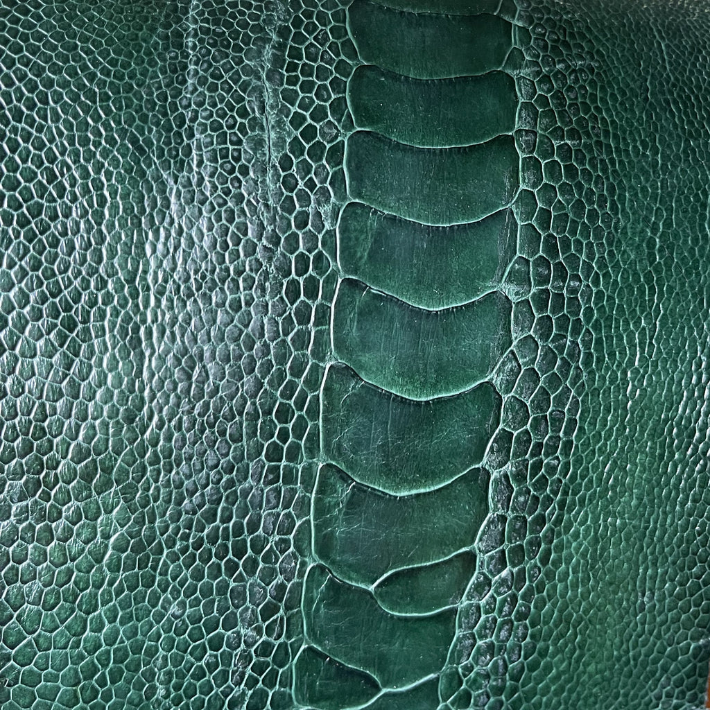 Padded Green Ostrich Leg Leather Watch Strap