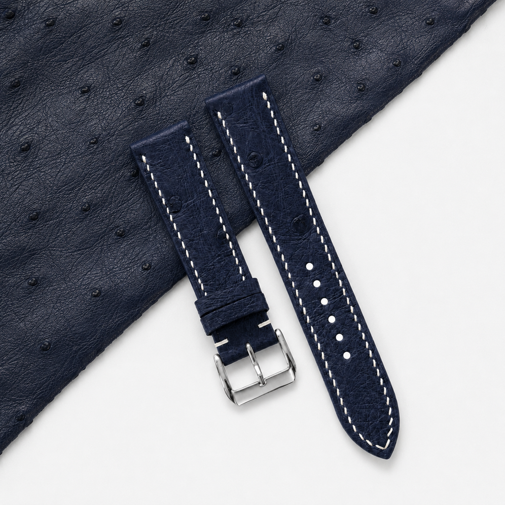 Midnight Navy Ostrich Leather Watch Strap