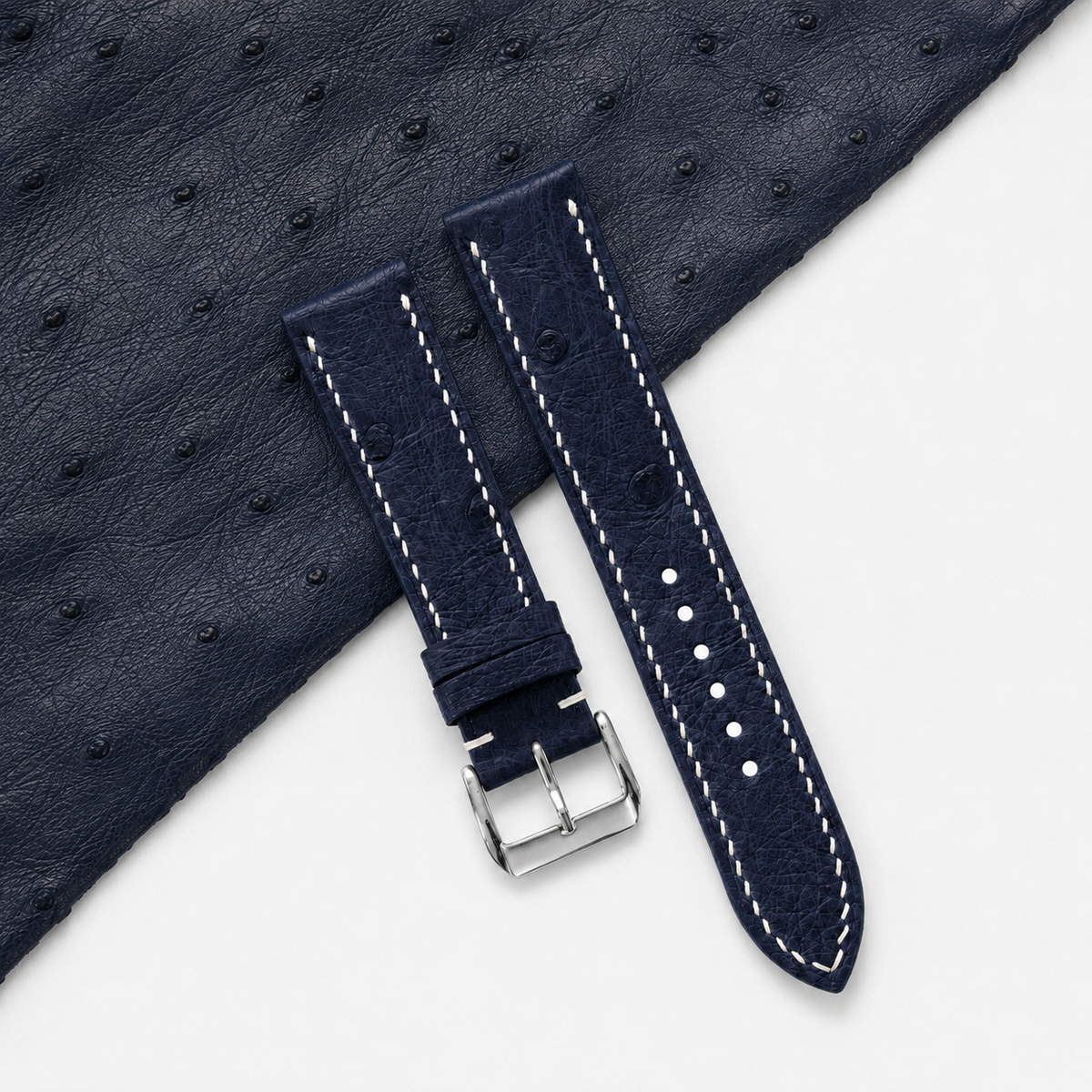 Midnight Navy Ostrich Leather Watch Strap