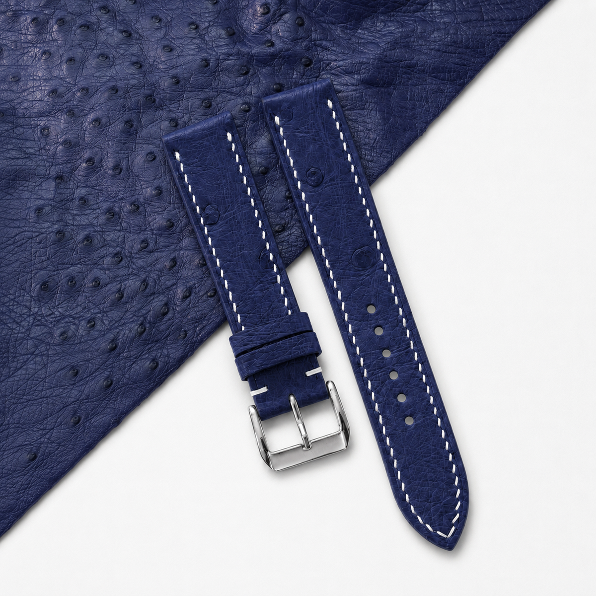 Navy Ostrich Leather Watch Strap
