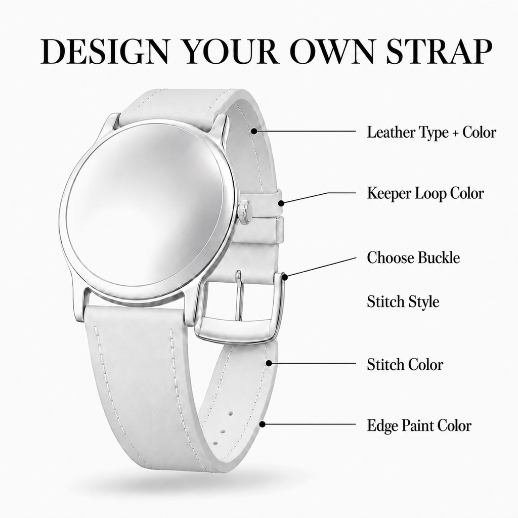 Personalized Leather Watch Strap - Custom Handmade Bespoke Band