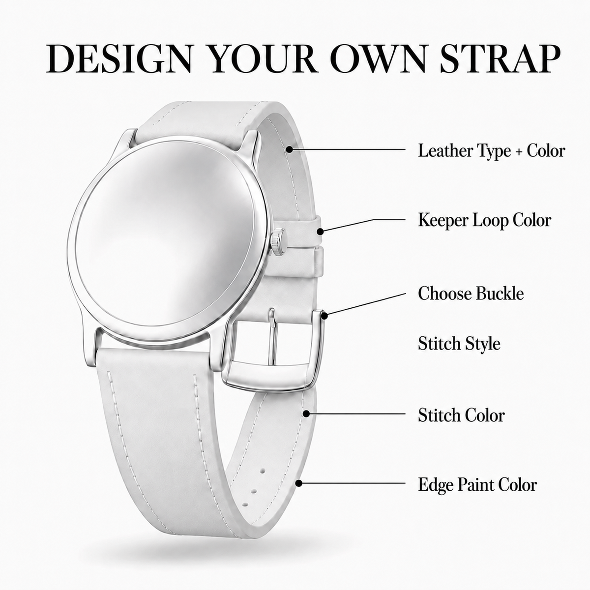 Personalized Leather Watch Strap - Custom Handmade Bespoke Band