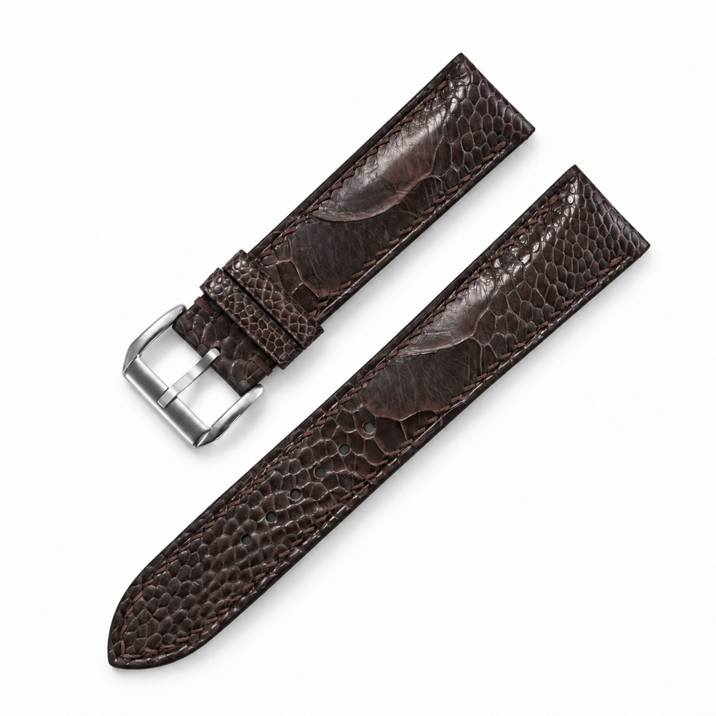 Nicotine Brown Ostrich Leg Leather Watch Strap