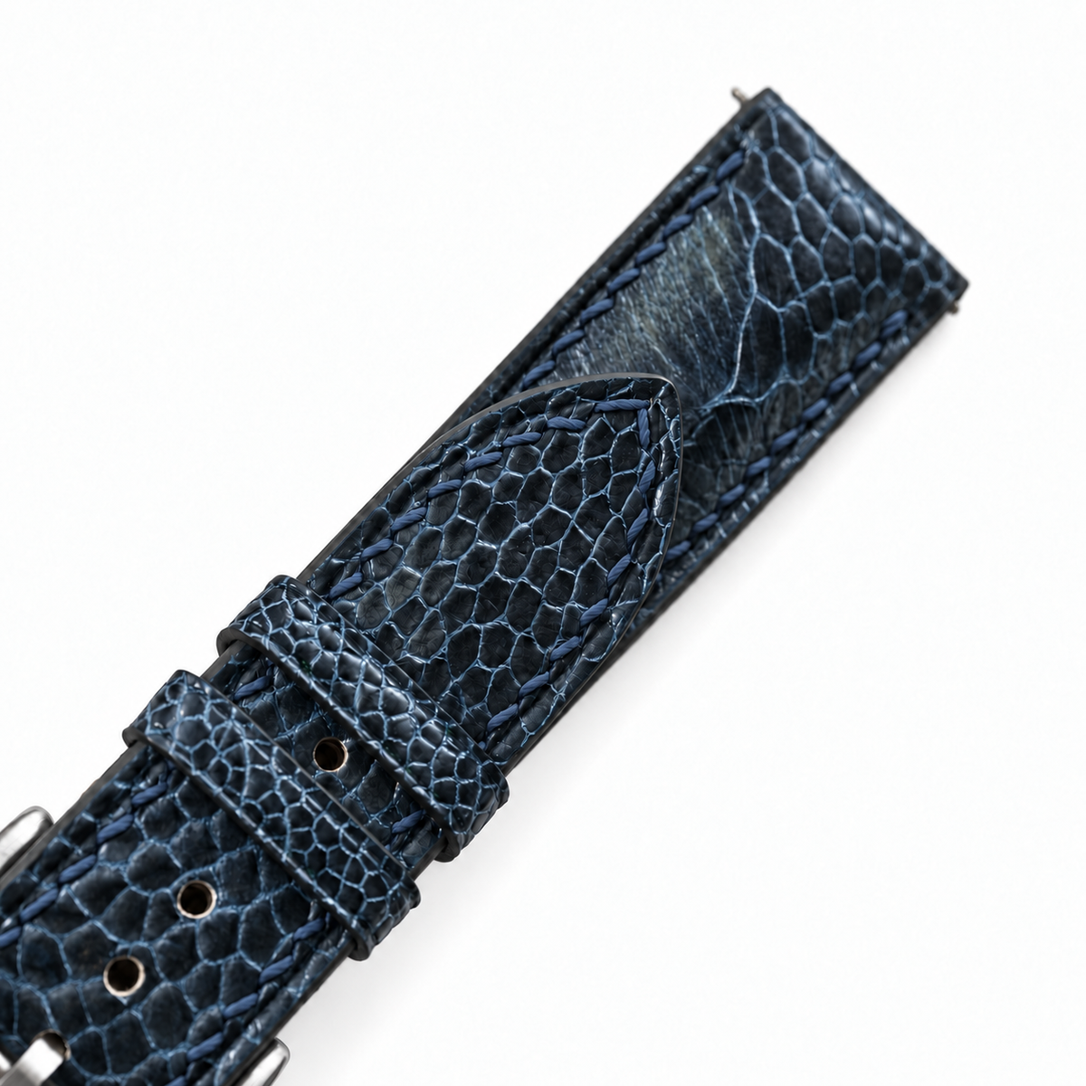 Dark Navy Ostrich Leg Leather Watch Strap