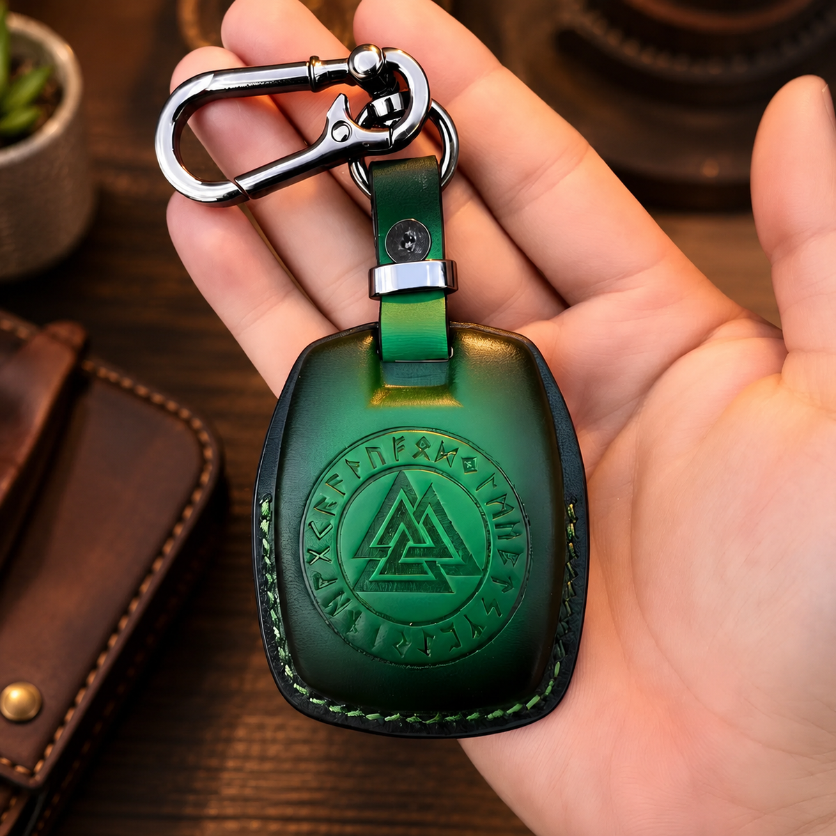 Custom Leather Key Fob Cover Compatible with Harley-Davidson Fat Boy
