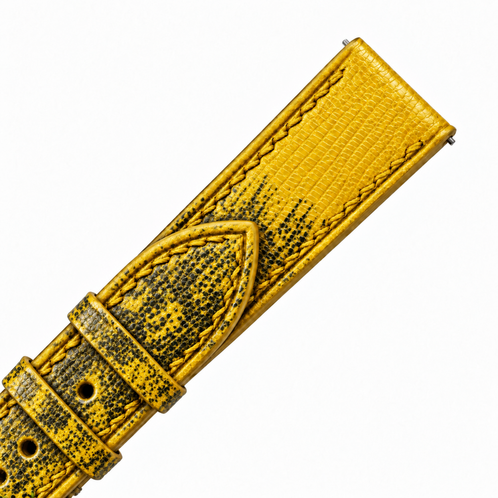 Yellow Black Lizard Leather Watch Strap