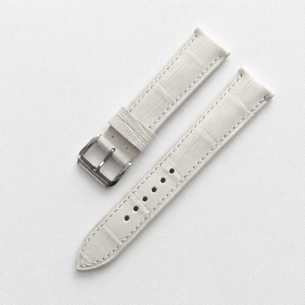 Ivory White Alligator Leather Watch Strap