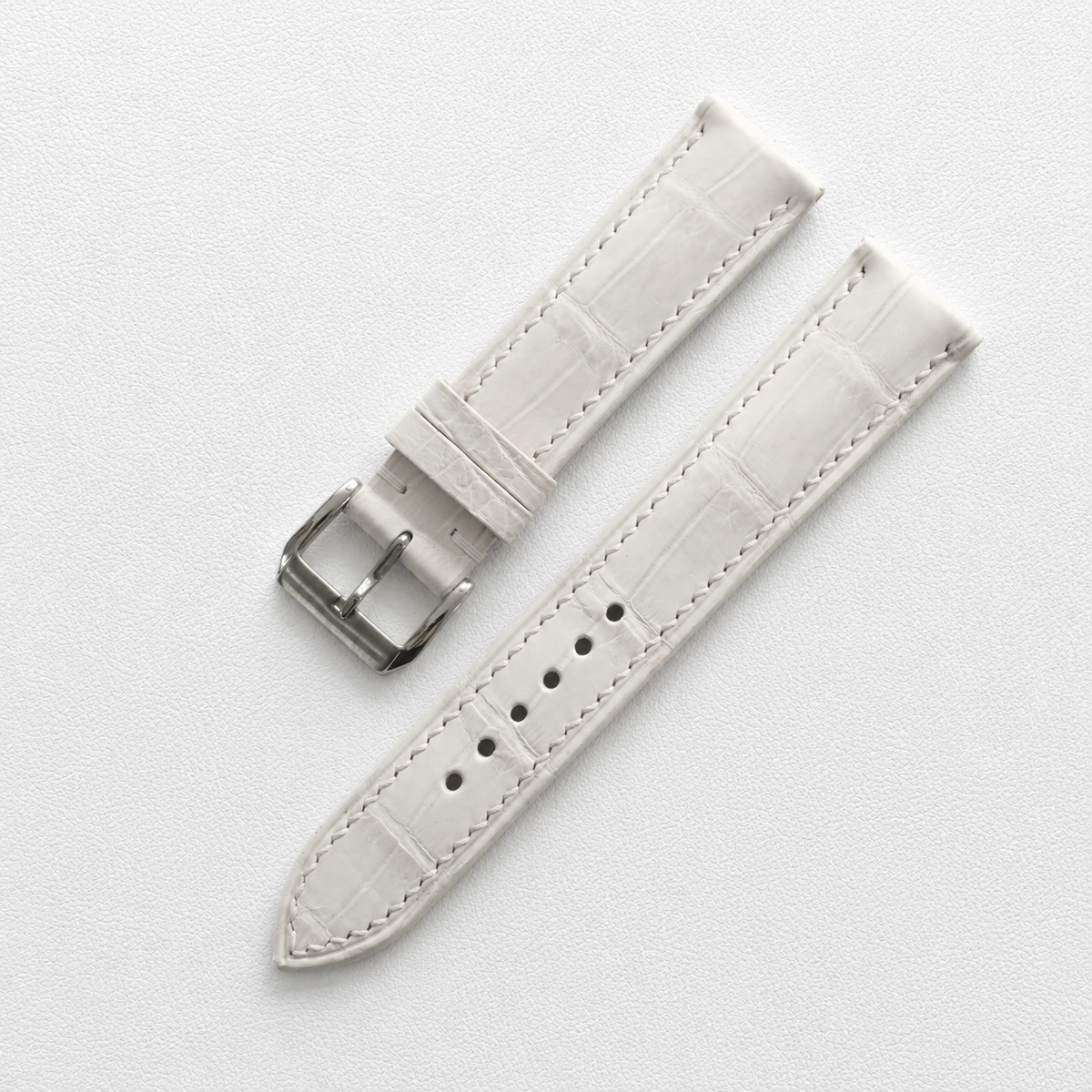 Ivory White Alligator Leather Watch Strap