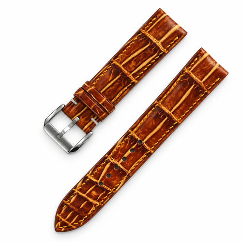 Amber Brown Patina Alligator Leather Watch Strap