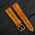 Amber Cognac Hand-Patina Alligator Leather Watch Strap