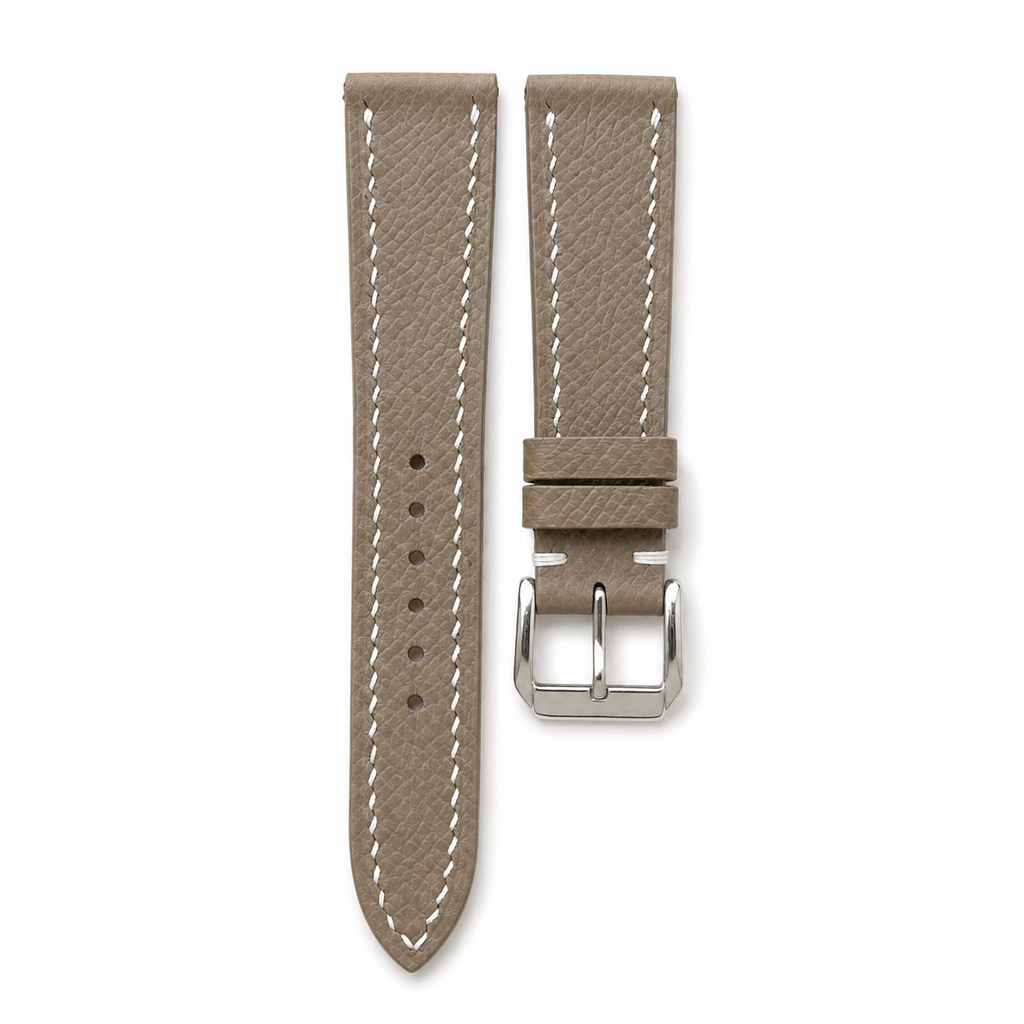Flat Etoupe Taupe Epsom Leather Watch Strap