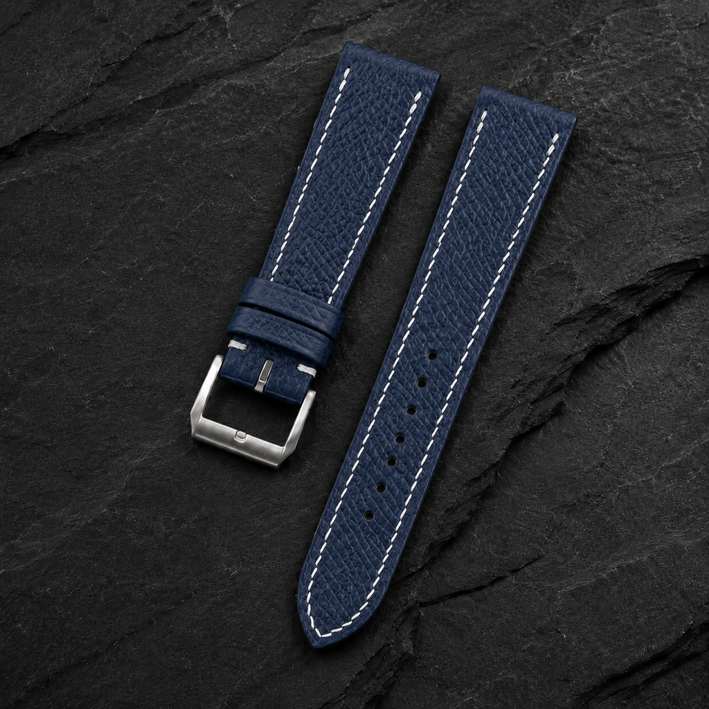 Flat Dark Navy Epsom Leather Watch Strap