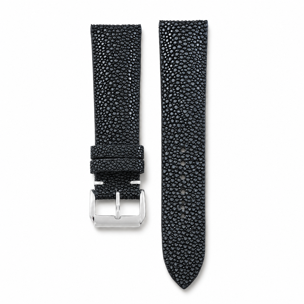 Vintage Black Stingray Leather Watch Strap
