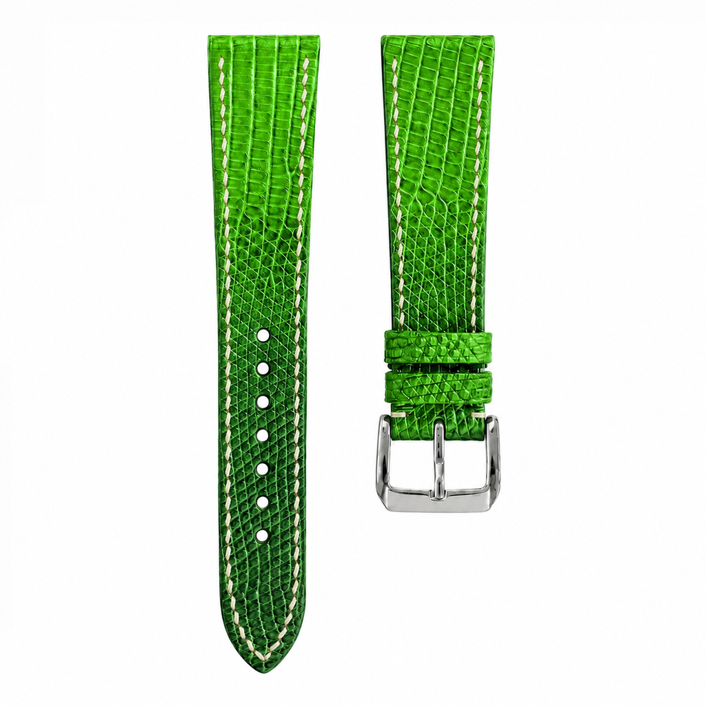 Flat Green Lizard Leather Watch Strap