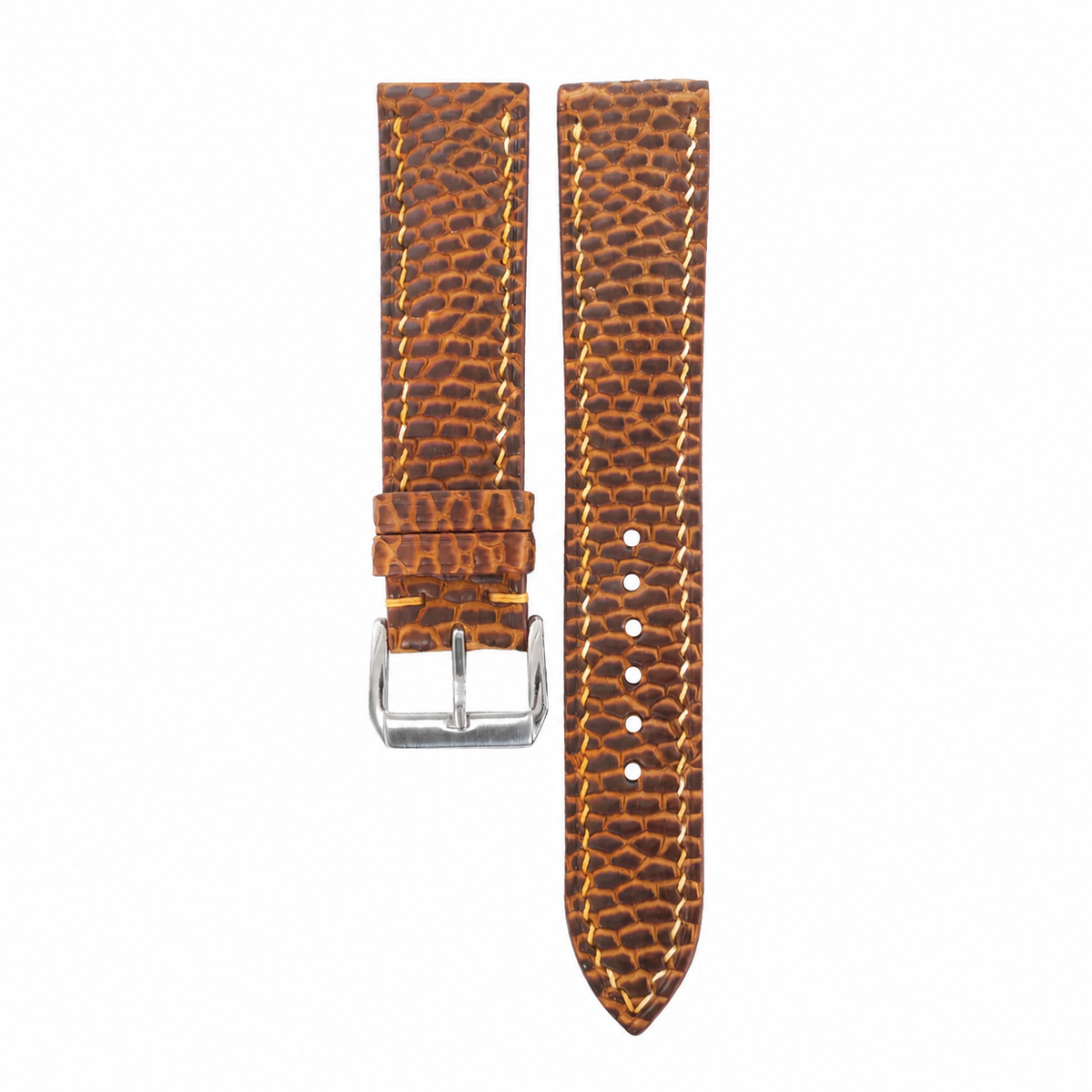 Patina Antique Cognac Beaver Tail Leather Watch Strap