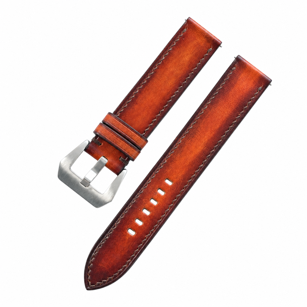 Antique Cognac Patina Vegetable Tanned Leather Watch Strap