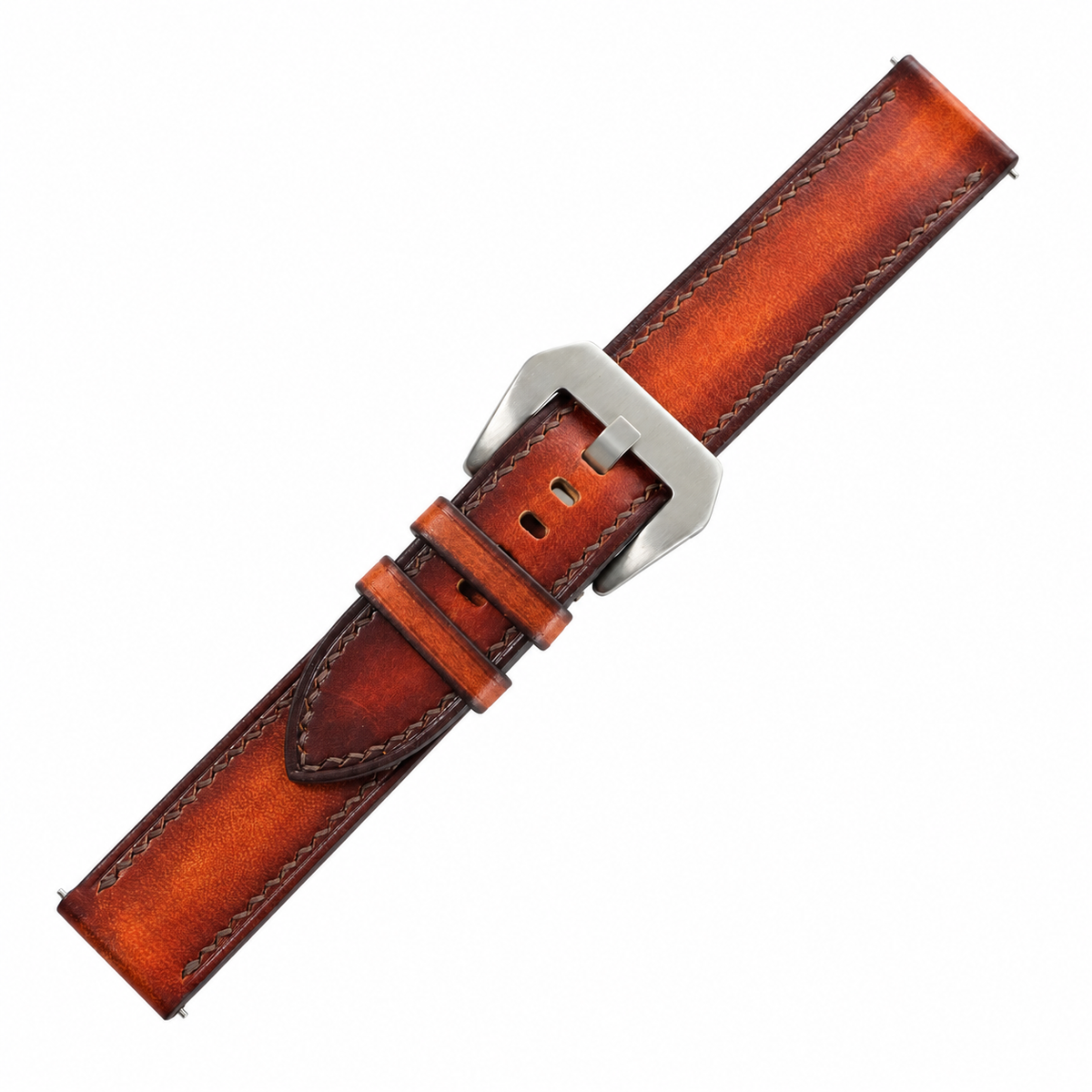 Antique Cognac Patina Vegetable Tanned Leather Watch Strap