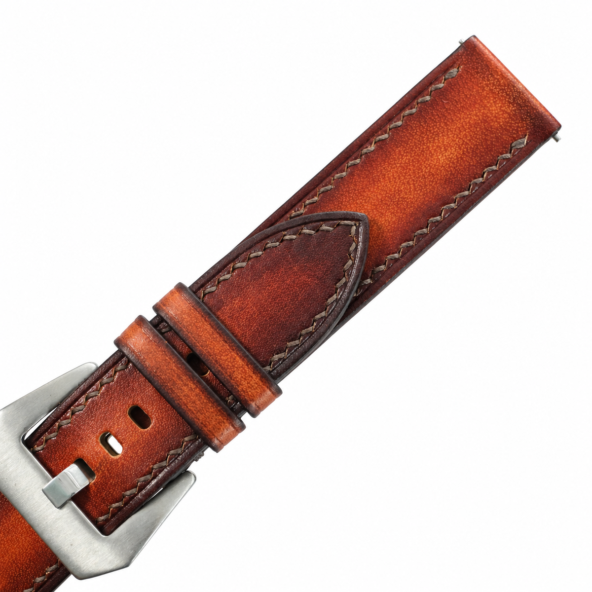 Antique Cognac Patina Vegetable Tanned Leather Watch Strap