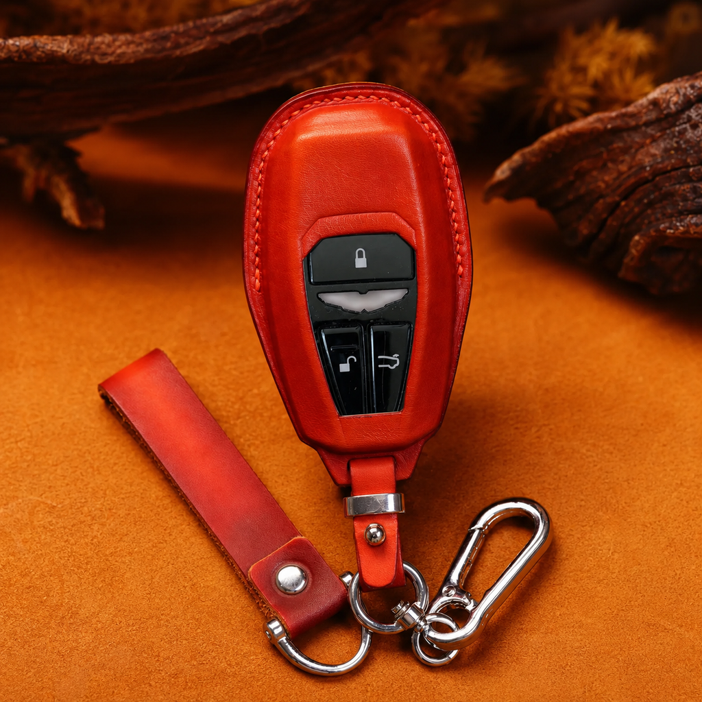 Custom Leather Key Fob Cover Compatible with Aston Martin DB9, DB11 and Vantage