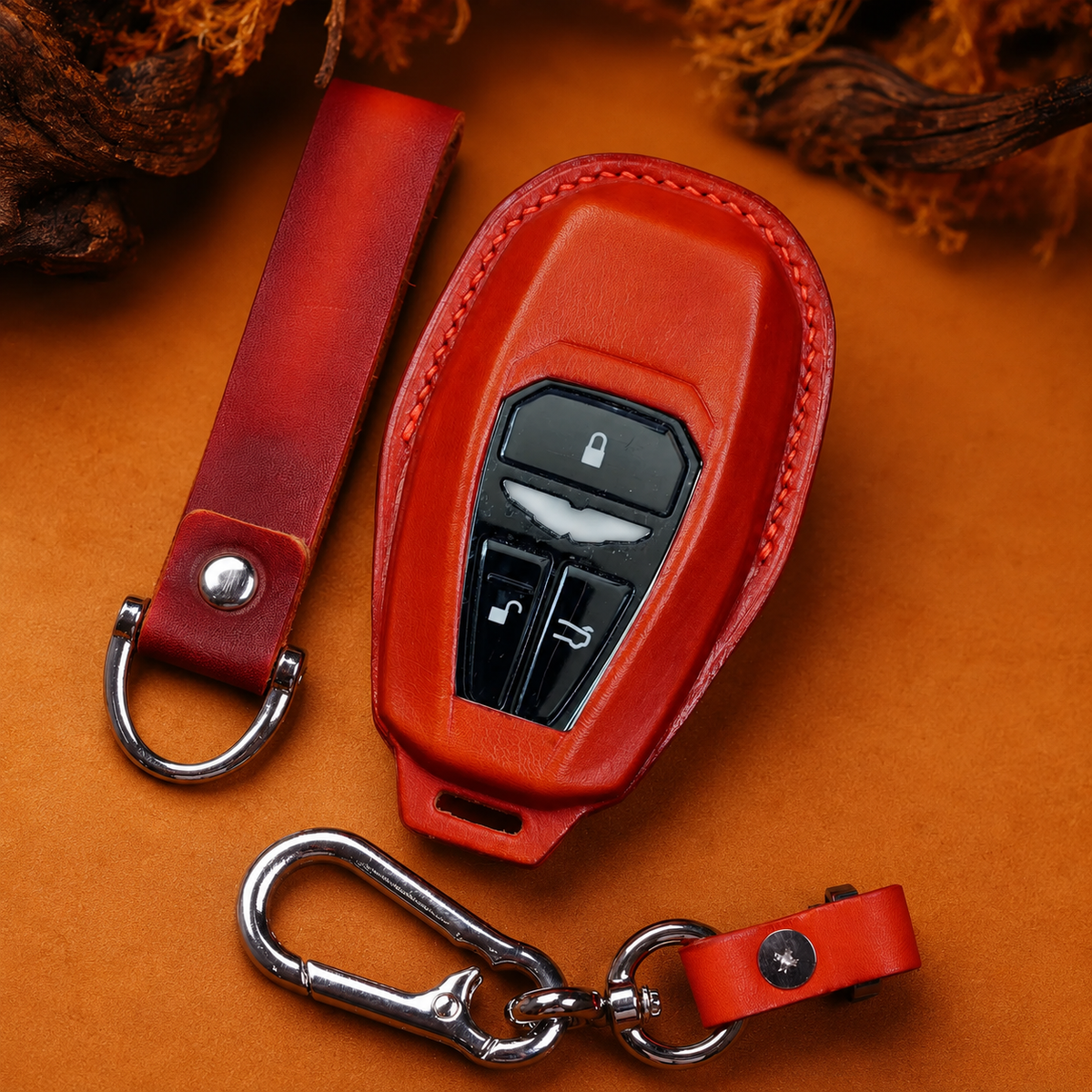Custom Leather Key Fob Cover Compatible with Aston Martin DB9, DB11 and Vantage