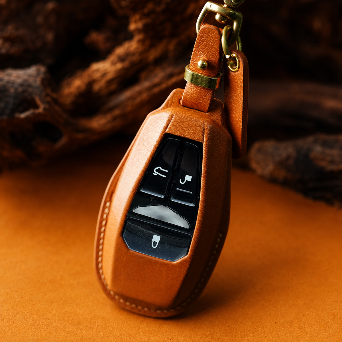 Custom Leather Key Fob Cover Compatible with Aston Martin